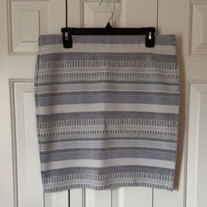 LOFT Gray and White Striped Pencil Skirt